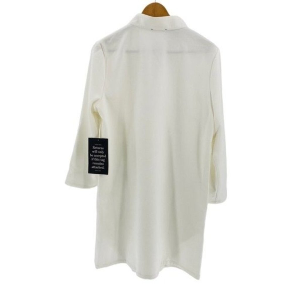 Tuckernuck White Stretch Crepe Avery Long Sleeve Shirt Mini Dress Size XXS - Picture 7 of 11